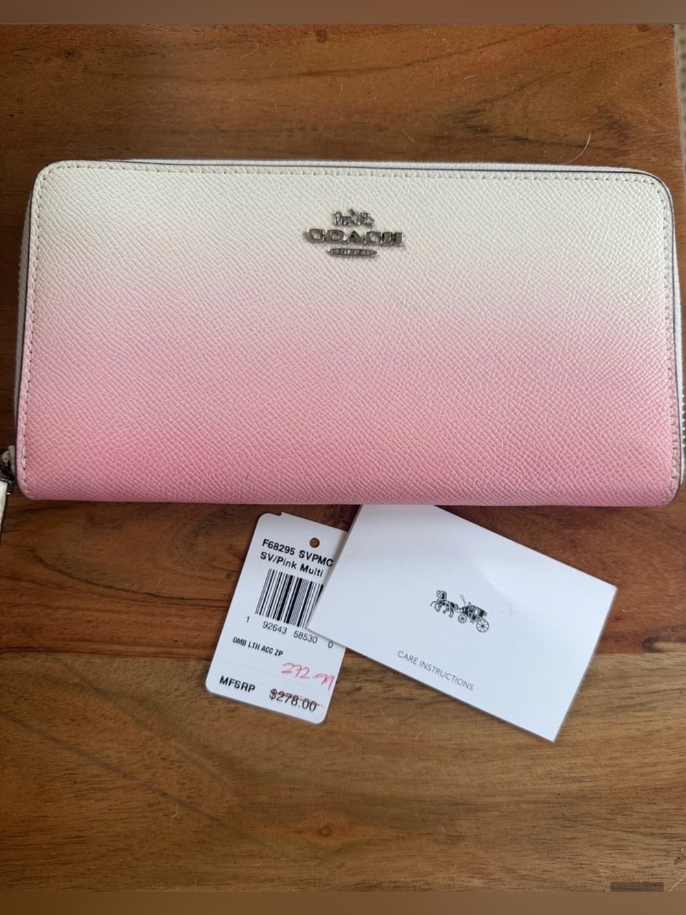NWT COCH According Zip Wallet in Ombré Crossgrain Leather